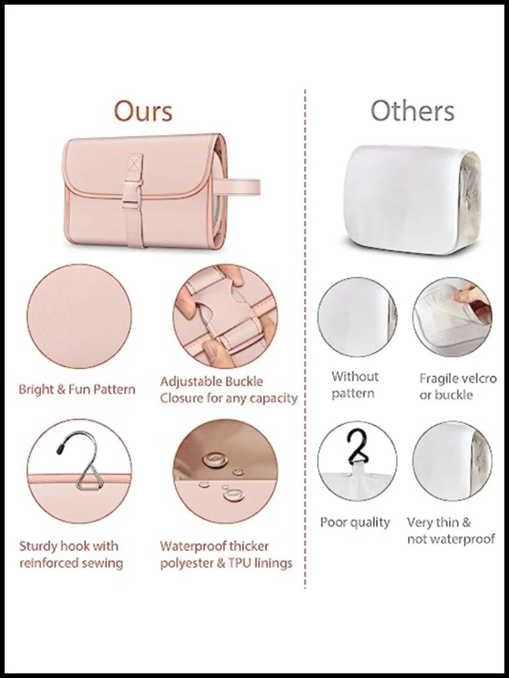 Large Water Resistant Hanging Makeup Organizer Travel Pouch